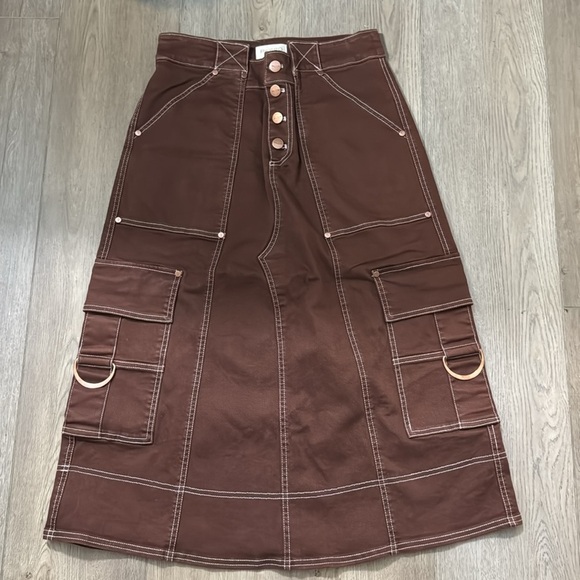 NWT! Anthropologie Wine Pilcro Reworked Utility Midi Skirt - US 4 🏀 - Picture 7 of 8